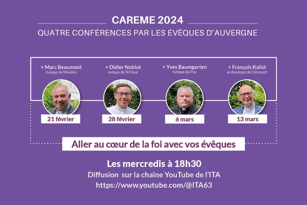 Carême 2024 - 4 conférences par les évêques d'Auvergne